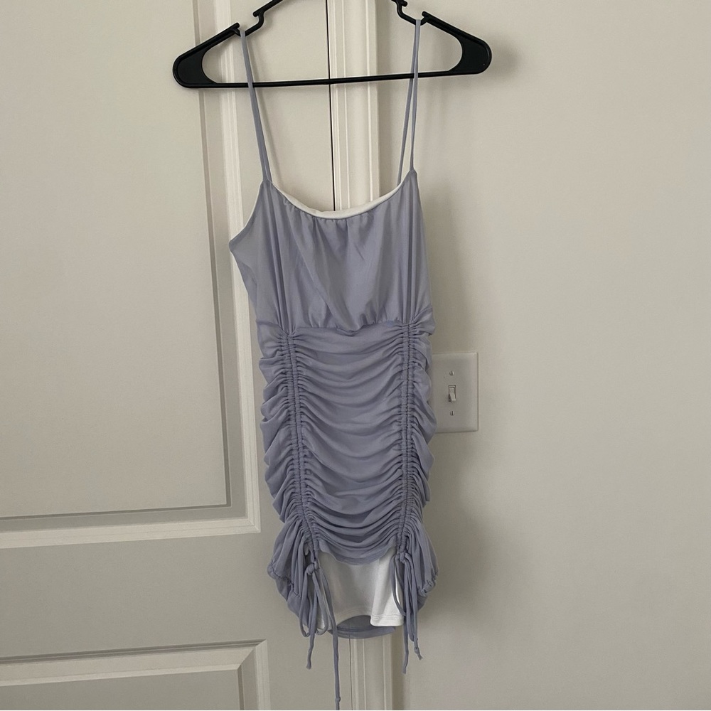 Liz and Sara Mini Bluish Grey Ruched Dress size Medium